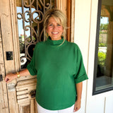 Mock Neck Green Sweater Top