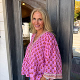 Monroe Floral Foulard Pink Top