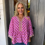 Monroe Floral Foulard Pink Top