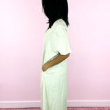 Natural Linen V-neck Midi Dress
