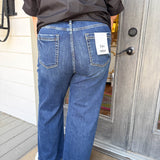 Nice Blue High Rise Wide Leg Patch Pocket Jeans - Curvy