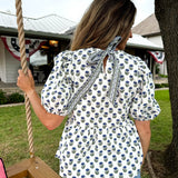 Nina Floral Foulard Navy Blouse