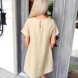 Olive Mini Linen Dress