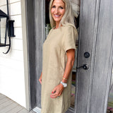 Olive Mini Linen Dress