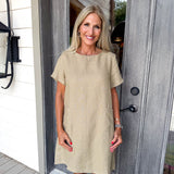 Olive Mini Linen Dress