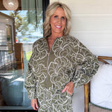 Olive Embroidered Short Set