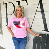 Pink, White + Blue Sleeveless Sweatshirt T-shirt