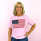Pink, White + Blue Sleeveless Sweatshirt T-shirt
