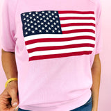 Pink, White + Blue Sleeveless Sweatshirt T-shirt