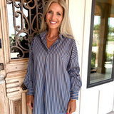 Preppy Star Top Navy Stripe