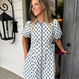 Rory Floral Foulard Navy Mini Dress