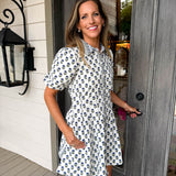 Rory Floral Foulard Navy Mini Dress
