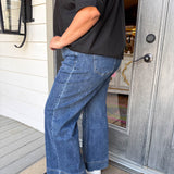 Selvedge Blue High Rise Wide Leg Jeans - Curvy