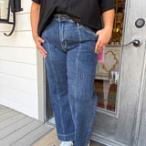 Selvedge Blue High Rise Wide Leg Jeans - Curvy