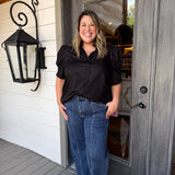 Selvedge Blue High Rise Wide Leg Jeans - Curvy