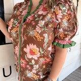 Veronica Print Blouse - Curvy
