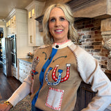 Western Print Embroidery Cardigan