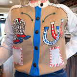 Western Print Embroidery Cardigan