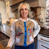 Western Print Embroidery Cardigan