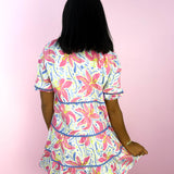 White Hibiscus Harmony Palmer Dress