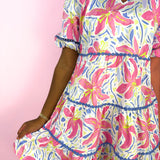 White Hibiscus Harmony Palmer Dress
