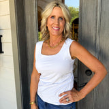 White Evie Scoop Neck Tank