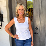 White Evie Scoop Neck Tank