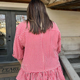 Cherry Peplum Blouse - Curvy