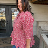Cherry Peplum Blouse - Curvy