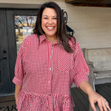 Cherry Peplum Blouse - Curvy