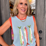 Fish Graphic Sweater Vest