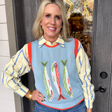 Fish Graphic Sweater Vest