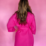 Waffle Weave Robe - Hot Pink