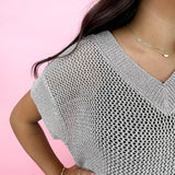 Gold Short Sleeve Crochet Sweater