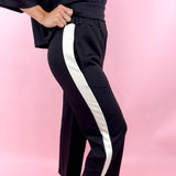 Parker Black Modal Pants w/ White Stripe