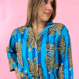 Blue Happy Tropical Cotton Pajamas