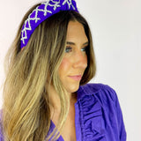 Purple + White Crisscross Headband