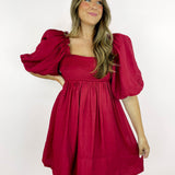 Merlot Babydoll Mini Dress